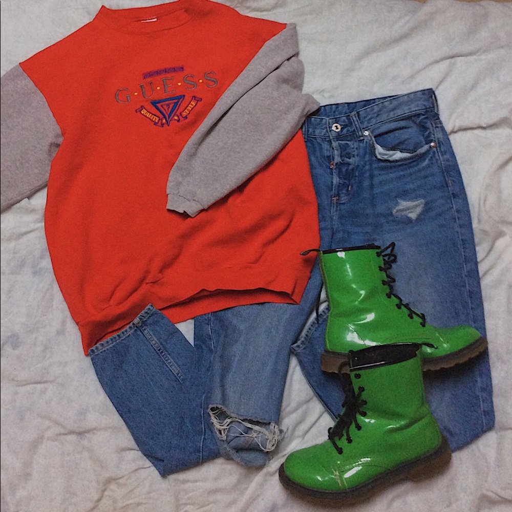 Color-block Vintage Guess Pullover